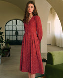 Polka Dot Pileli Midi Elbise