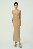 Zarif Spagetti Askılı Maksi Elbise