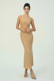 Zarif Spagetti Askılı Maksi Elbise