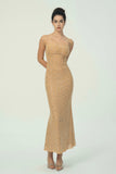 Zarif Spagetti Askılı Maksi Elbise