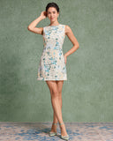 Sueña™ Yeşil Çiçekli Bitki Kolsuz Mini Elbise