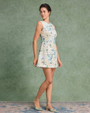 Sueña™ Yeşil Çiçekli Bitki Kolsuz Mini Elbise