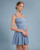 Sueña™ Mavi Dantelli Kravat Askılı Mini Elbise