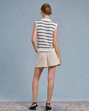 Sueña™ Beyaz Çizgili Tek Sıra Yelek