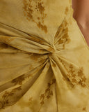 Sueña™ Yeşil Çiçekli Büzgülü Slip Midi Elbise