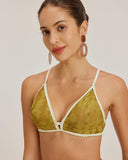 Sueña™ Yeşil Çiçekli Bağcıklı Üçgen Bikini Takımı