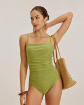 Sueña™ Yeşil Jakarlı Bralette Tek Parça Mayo