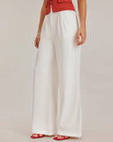 Sueña™ Beyaz Buruşuk Düz Pantolon