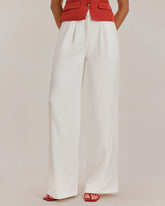 Sueña™ Beyaz Buruşuk Düz Pantolon