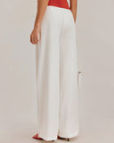 Sueña™ Beyaz Buruşuk Düz Pantolon
