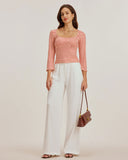 Sueña™ Kırmızı Puantiyeli U Yaka Çan Kollu Tişört