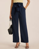 Sueña™ Mavi Kıvrımlı Düz Pantolon