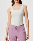 Sueña™ Beyaz Yuvarlak Yaka Yoga Atleti