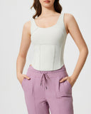 Sueña™ Beyaz Yuvarlak Yaka Yoga Atleti