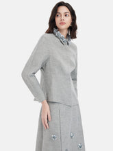 Çiçekli Boncuklu Yaka Ceket