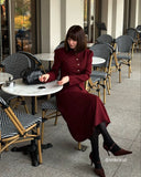 Sueña™ Bordo Retro Tek Sıra Düğmeli Tüvit Ceket