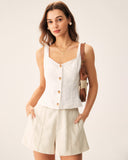 Sueña™ Bej Çizgili Cep Şort