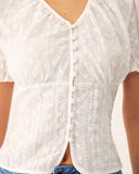 Sueña Beyaz Çiçekli Kabarık Kol Bluz