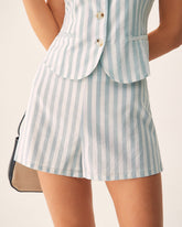 Sueña™ Gri Çizgili Fermuarlı Şort