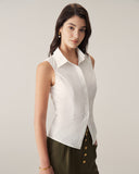 Sueña Beyaz Yaka Tek Sıra Düğmeli Yelek