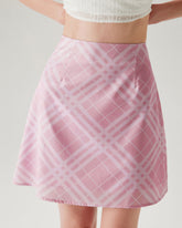 Sueña™ Pembe Ekose A Kesim Mini Etek