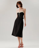 Sueña™ Siyah Kontrast Dantelli Cami Üst