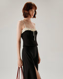 Sueña™ Siyah Kontrast Dantelli Cami Üst