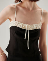 Sueña™ Siyah Kontrast Dantelli Cami Üst