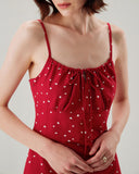 Sueña™ Kırmızı Kalp Desenli Straplez Mini Elbise