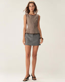 Sueña Kahverengi Ekose Tek Sıra Düğmeli Yelek