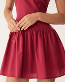 Sueña™ Kırmızı Kayık Yaka Kolsuz Mini Elbise