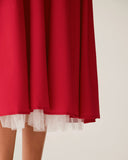 Sueña Kırmızı Kalp Yaka Slip Maxi Elbise