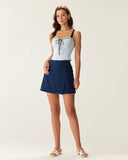 Sueña™ Mavi Kalp Yaka Crop Top