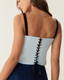 Sueña™ Mavi Kalp Yaka Crop Top