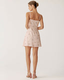 Sueña™ Pembe Çiçekli A Kesim Slip Mini Elbise