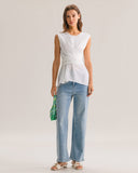 Sueña™ Beyaz Yuvarlak Yaka Arkadan Bağlamalı Atlet