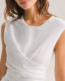 Sueña™ Beyaz Yuvarlak Yaka Arkadan Bağlamalı Atlet