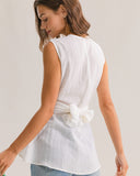 Sueña™ Beyaz Yuvarlak Yaka Arkadan Bağlamalı Atlet