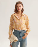 Sueña™ Sarı Çiçekli Lyocell Gömlek