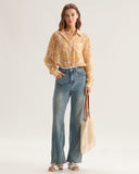 Sueña™ Sarı Çiçekli Lyocell Gömlek