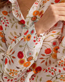 Sueña™ Turuncu Çiçekli Cepli Bol Gömlek