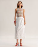 Sueña™ Kırmızı Çiçekli Yuvarlak Yaka Kolsuz Bluz