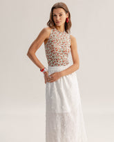 Sueña™ Kırmızı Çiçekli Yuvarlak Yaka Kolsuz Bluz