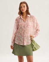 Sueña™ Pembe Çiçekli Lyocell Gömlek