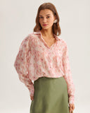 Sueña™ Pembe Çiçekli Lyocell Gömlek