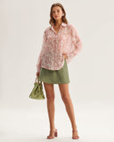 Sueña™ Pembe Çiçekli Lyocell Gömlek