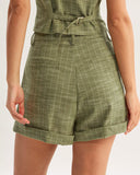 Sueña Yeşil Çizgili Cep Şort