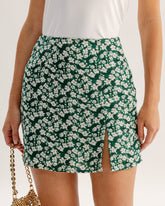 Sueña™ Yeşil Çiçekli A Kesim Mini Etek