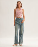 Sueña™ Pembe Çiçekli Kısa Bluz