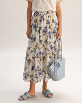 Sueña™ Kayısı Çiçek Beli Lastikli A Kesim Midi Etek